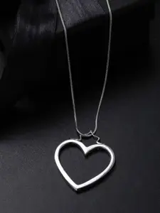 VIRAASI Silver-Plated Brass Heart Shaped Pendant Necklace