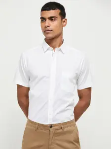 max Men White Solid Casual Shirt