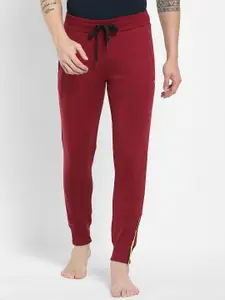 Sweet Dreams Men Burgundy-Coloured Solid Lounge Joggers