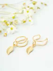 Ferosh Gold-Toned Leaf Shaped Ear Cuff Earrings