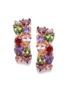 YouBella Peach-Coloured & Gold-Plated Contemporary Studs Earrings