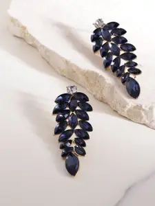 YouBella Navy Blue Contemporary Drop Earrings