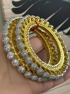 YouBella Set Of 2 Gold-Plated & White Stone-Studded Bangles