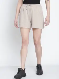 Rute Women Beige Cotton Shorts