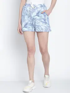 Rute Women Blue Floral Printed Shorts