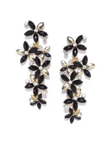 YouBella Gold-Toned & Black Contemporary Drop Earrings