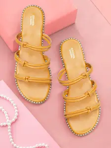 Anouk Women Mustard Yellow Open Toe Flats