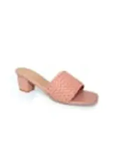 Glitzy Galz Women Pink Textured Block Heels
