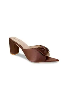 Glitzy Galz Brown Block Sandals with Bows