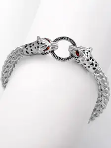 GIVA 925 Sterling Silver Rhodium Plated Cheetah Head Bracelet