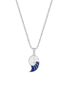 GIVA 925 Sterling Silver Rhodium-Plated Half Moon Pendant With Chain