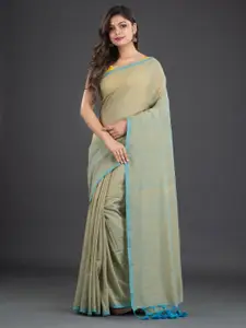 Arhi Olive Green & Blue Pure Cotton Saree