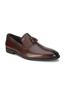 Alberto Torresi Men Burgundy Textured Slip-On Formal Shoes