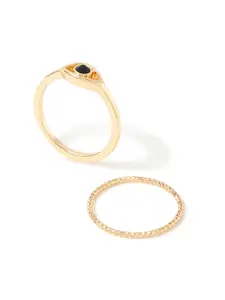 Accessorize London Set of 2 Gold-Toned Evil Eye Stacking Ring
