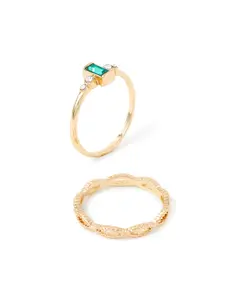 Accessorize Women Set of 2 Crossover Vintage Style Stacking Rings