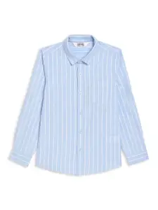 Cantabil Boys Blue Classic Striped Pure Cotton Casual Shirt