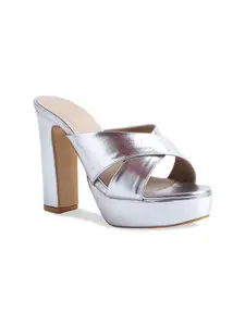 ERIDANI Silver-Toned Platform Heels