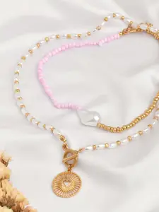 JOKER & WITCH White & Gold-Toned Pearls Layered Necklace