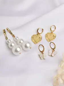 JOKER & WITCH Set Of 3 White Contemporary Drop Earrings