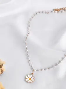 JOKER & WITCH Gold-Toned & White Artificial Stone Beaded Necklace