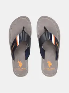 U.S. Polo Assn. U S Polo Assn Men Grey & Black PU Comfort Sandals
