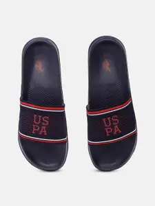 U.S. Polo Assn. Men Navy Blue & Red Printed Sliders