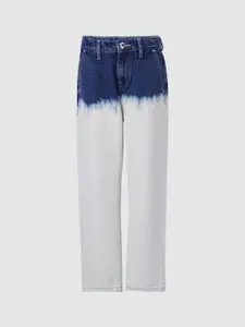 KIDS ONLY Girls Blue Straight Fit High-Rise Heavy Fade Ombre Jeans
