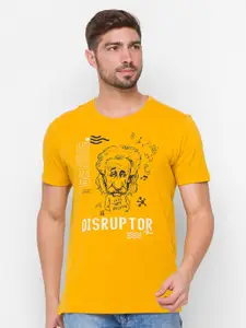 SPYKAR Men Mustard Yellow Printed T-shirt
