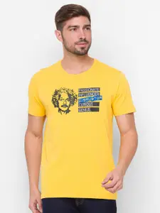 SPYKAR Men Yellow & Black Printed T-shirt