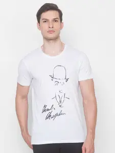 SPYKAR Men White Printed T-shirt