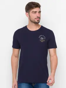 SPYKAR Men Navy Blue Slim Fit T-shirt