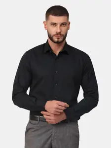 Copperline Men Black Comfort Slim Fit Striped Formal Shirt