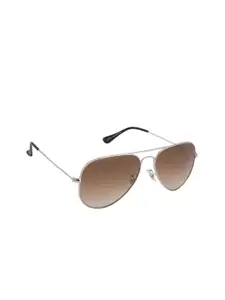 GIO COLLECTION Men Brown Lens & Silver-Toned Aviator Sunglasses - GM6123C010