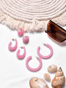 BEWITCHED Pink Contemporary Half Hoop Earrings