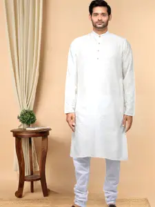 TATTVA Men White Pure Cotton Straight Kurta with Pyjamas
