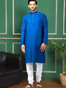 TATTVA Men Blue Pure Cotton Kurta with Pyjamas