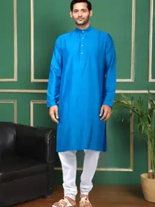TATTVA Men Blue Pure Cotton Kurta with Churidar