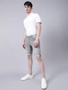 LINDBERGH Men Grey Denim Regular Fit Cotton Shorts