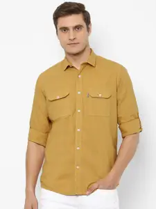Louis Philippe Jeans Men Yellow Slim Fit Solid Cotton Casual Shirt