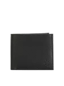 ZEVORA Men Black Textured Leather Two Fold Wallet