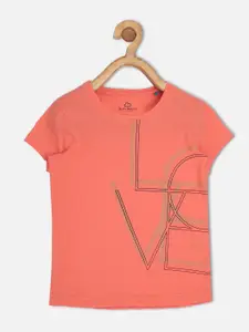 Sweet Dreams Girls Peach-Coloured Typography Printed T-shirt