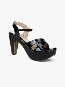 Glitzy Galz Women Black Block Peep Toes