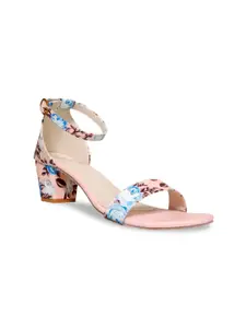 Glitzy Galz Pink & Blue Printed Block Heels