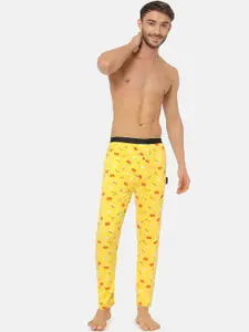bummer Men Yellow Conversational Print Micro Modal Brekkie Lounge Pants