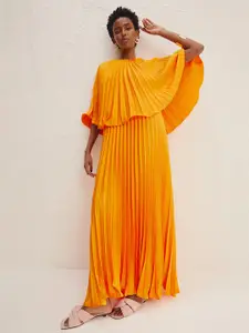 H&M Women Orange Pleated Dress