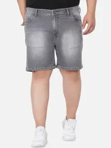 John Pride Plus Size Men Grey Washed Denim Shorts