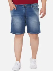 John Pride Plus Size Men Blue Washed Denim Shorts