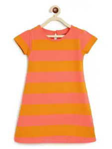 Campana Orange & Pink Striped T-shirt Dress