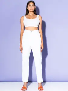 FREAKINS Women White High-Rise Cotton Jeans