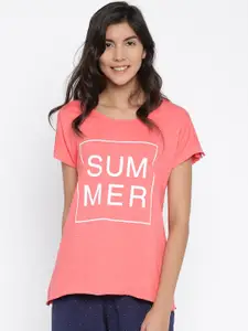 Clt.s Women Pink Printed Styled Back Lounge T-shirt